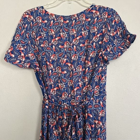 Zesica women blue, orange & cream paisley boho festival maxi wrap dress - Picture 7 of 12